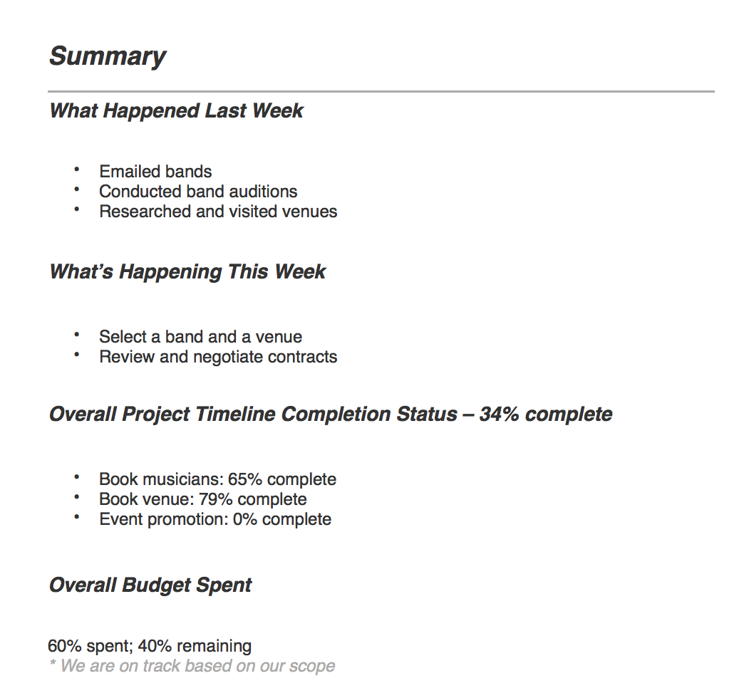 A Sample Project Report – Karati.ald2014 Inside Project Management Final Report Template