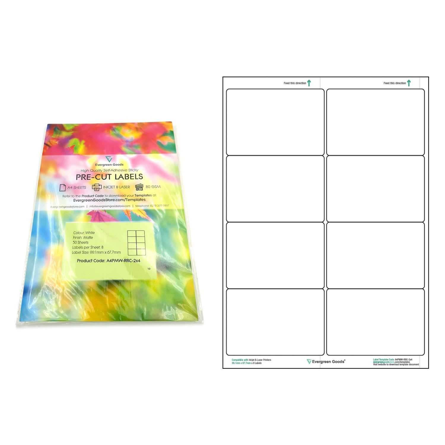 A4 Pre Cut Multi Matte White Paper Labels (2X4, 8 Labels Per Intended For 8 Labels Per Sheet Template Word