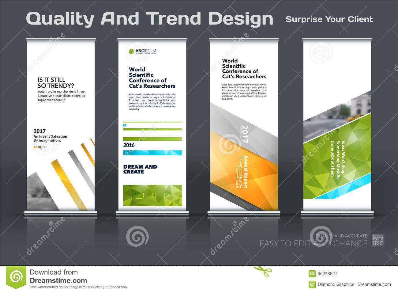 Abstract Business Vector Set Of Modern Roll Up Banner Stand In Banner Stand Design Templates