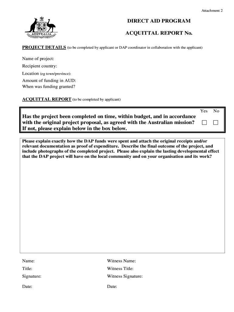 Acquittal Form - Fill Online, Printable, Fillable, Blank Throughout Acquittal Report Template