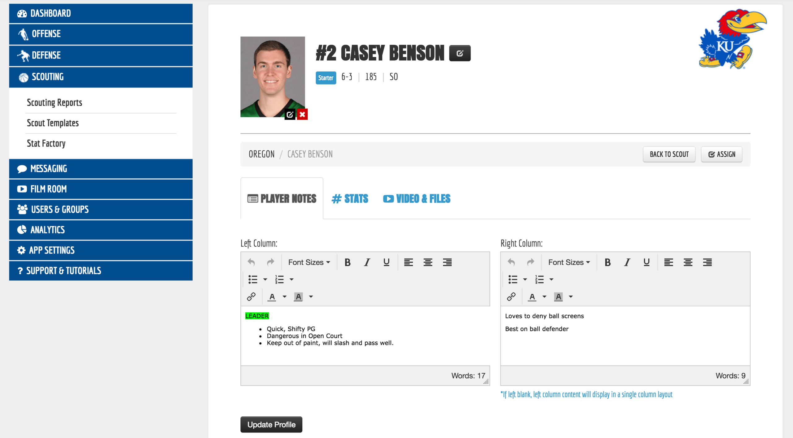Adding Notes To A Player Profiles – Just Play Sports Solutions For Basketball Player Scouting Report Template