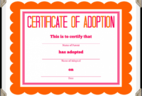 Adoption Certificate Template – Certificate Templates with regard to Blank Adoption Certificate Template