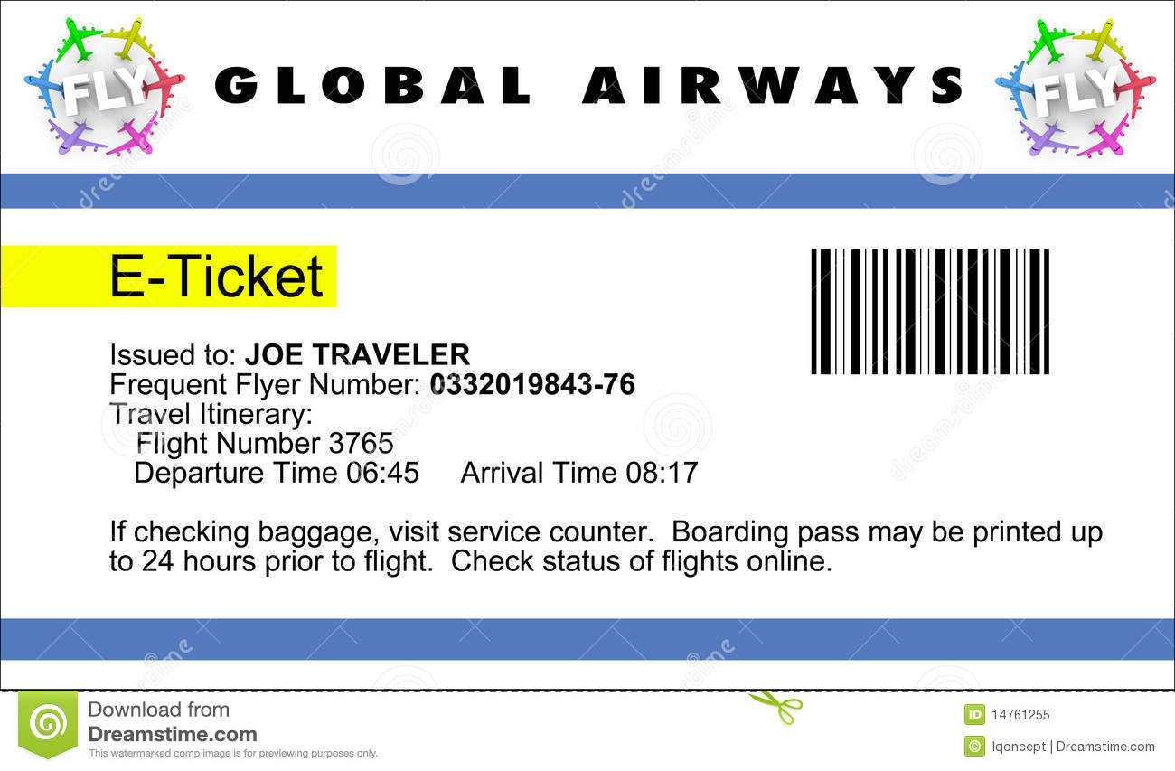 Airline E Ticket Stock Illustration. Illustration Of Travel Intended For Plane Ticket Template Word