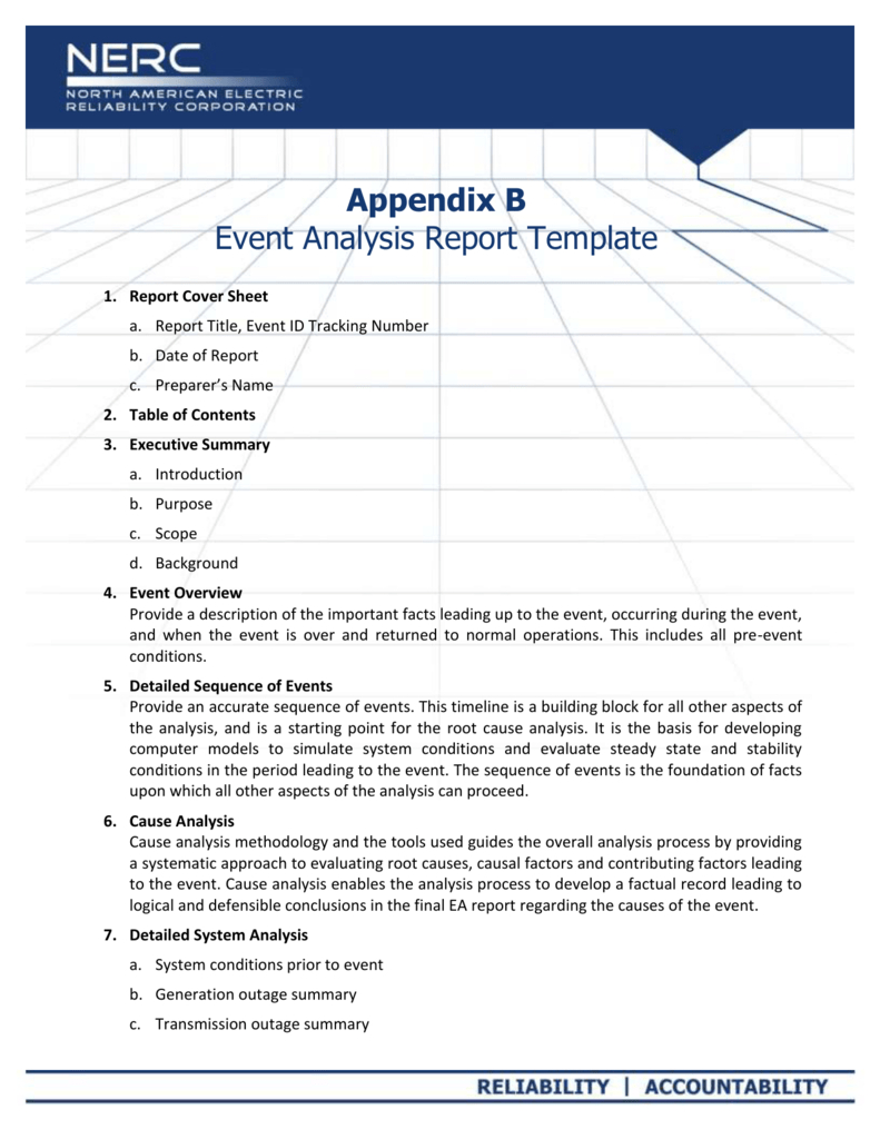 Appendix B - Event Analysis Report Template With Regard To Reliability Report Template