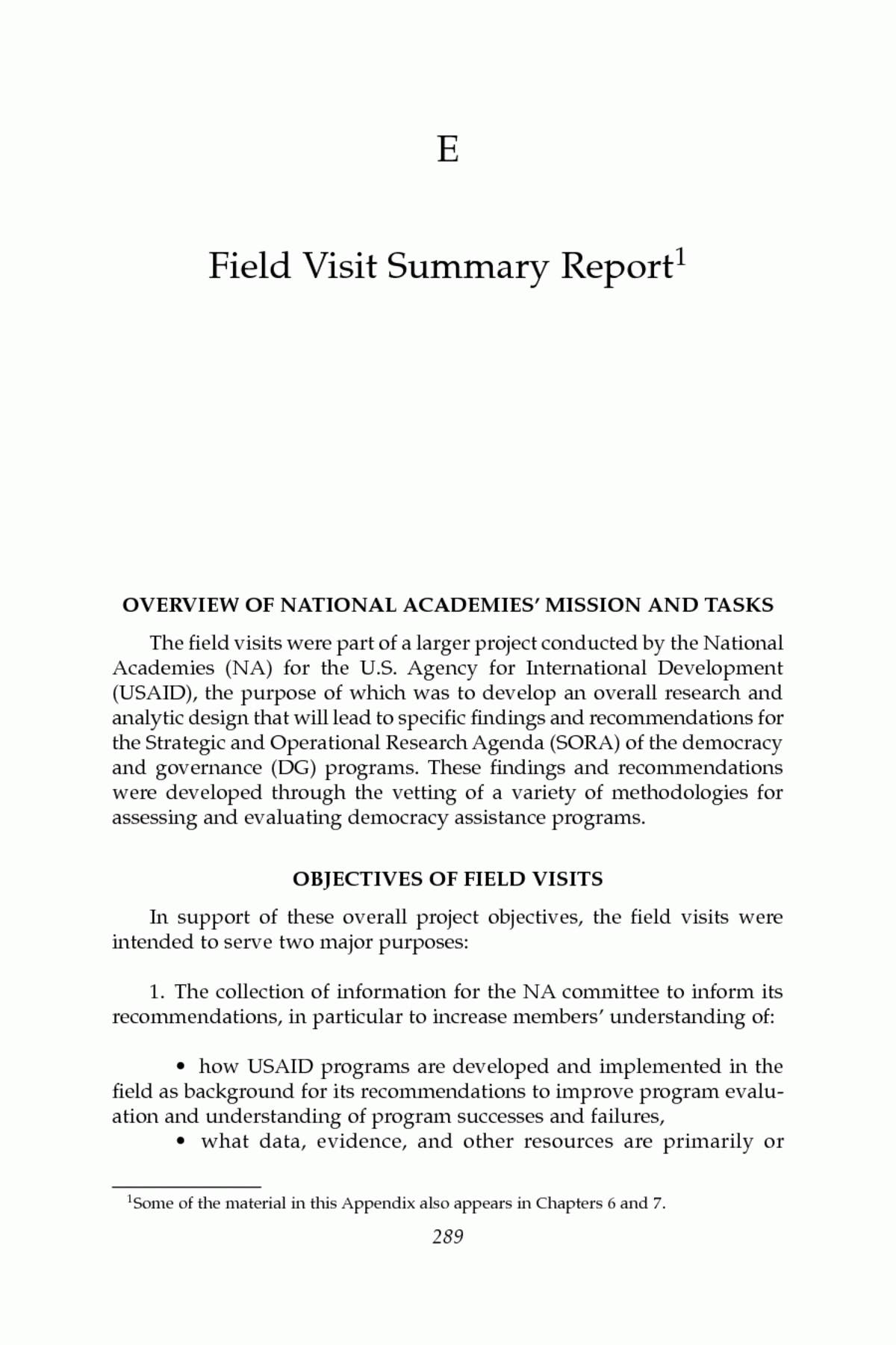 Appendix E: Field Visit Summary Report | Improving Democracy Pertaining To Evaluation Summary Report Template