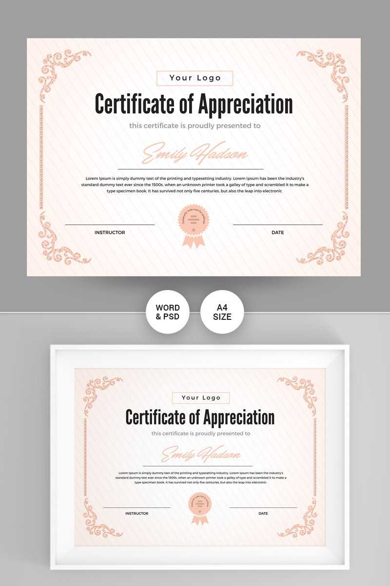 Appreciation Certificate Template Pertaining To Graduation Certificate Template Word