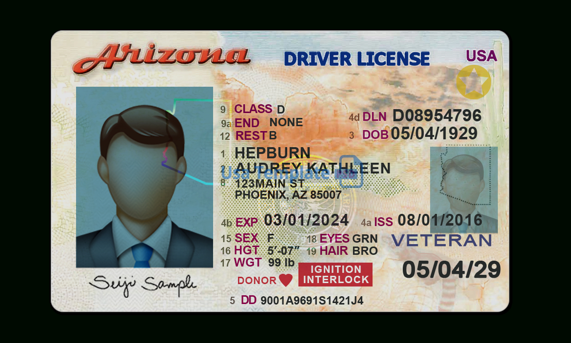 Arizona Driver License Template Throughout Blank Drivers License Template