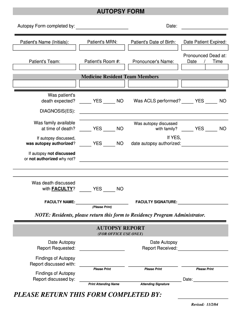 Autopsy Report Template - Fill Online, Printable, Fillable Inside Blank Autopsy Report Template