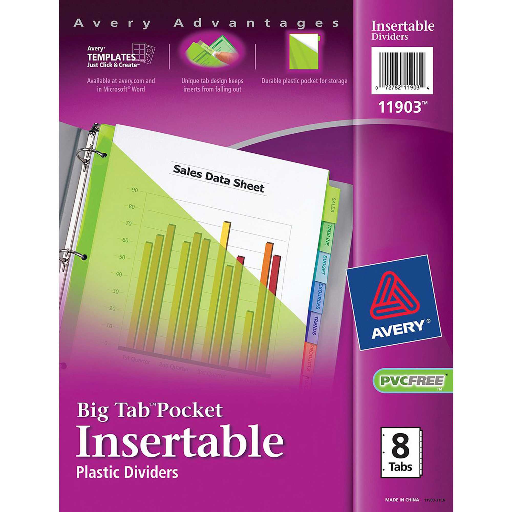 Avery® Big Tab Plastic Insertable Dividers – 8 Tab(S)/set – Letter – 8 1/2"  Width X 11" Length – Multicolor Plastic Divider – 8 / Set With Regard To 8 Tab Divider Template Word