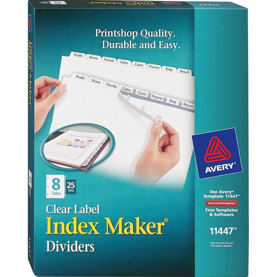 Avery® Index Maker Print & Apply Clear Label Dividers With Throughout 8 Tab Divider Template Word