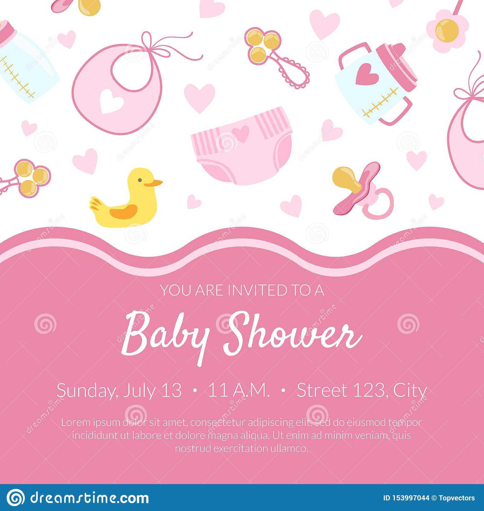 Baby Shower Invitation Banner Template, Pink Card With Regarding Baby Shower Banner Template