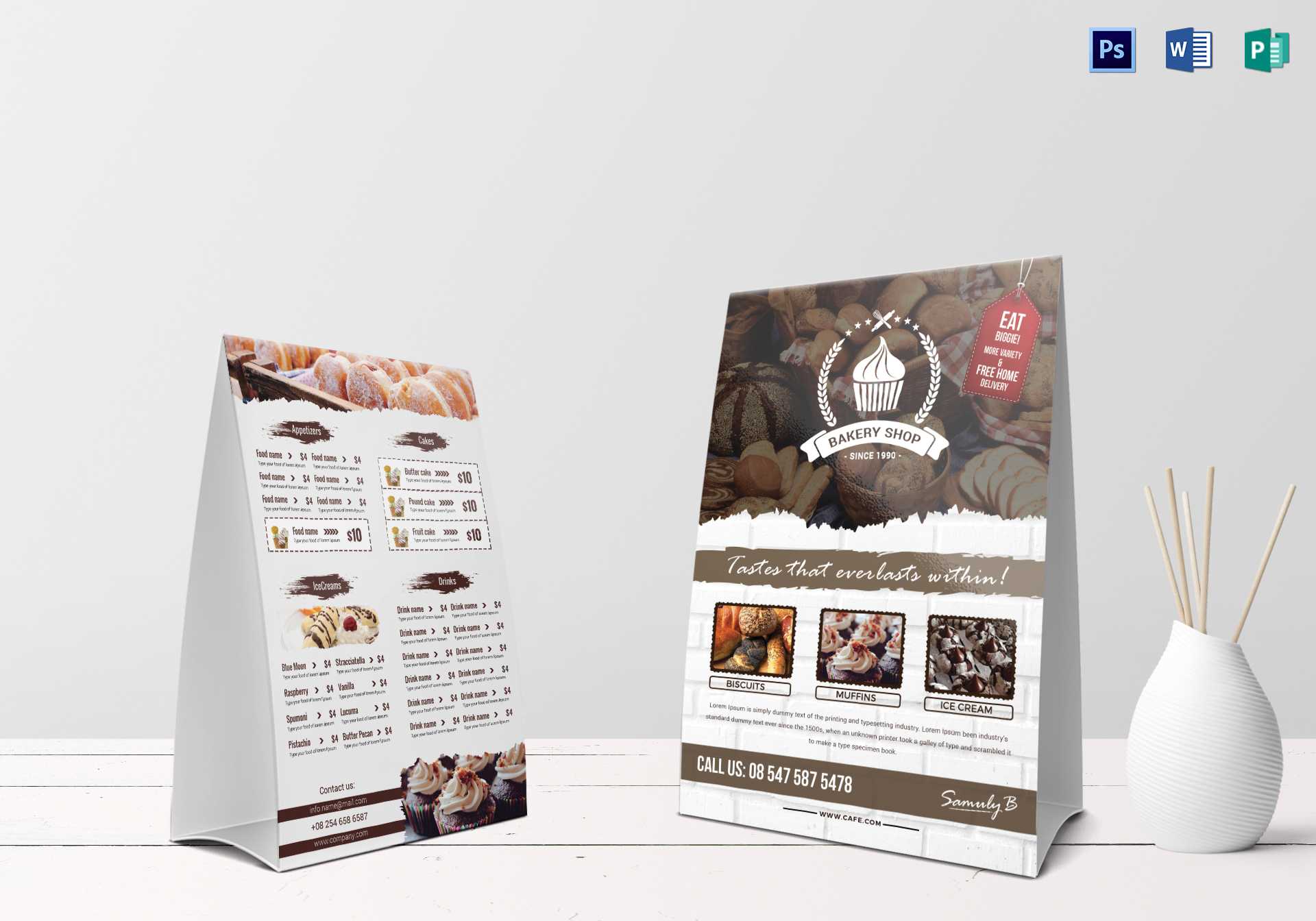 Bakery Menu Table Tent Template Throughout Table Tent Template Word
