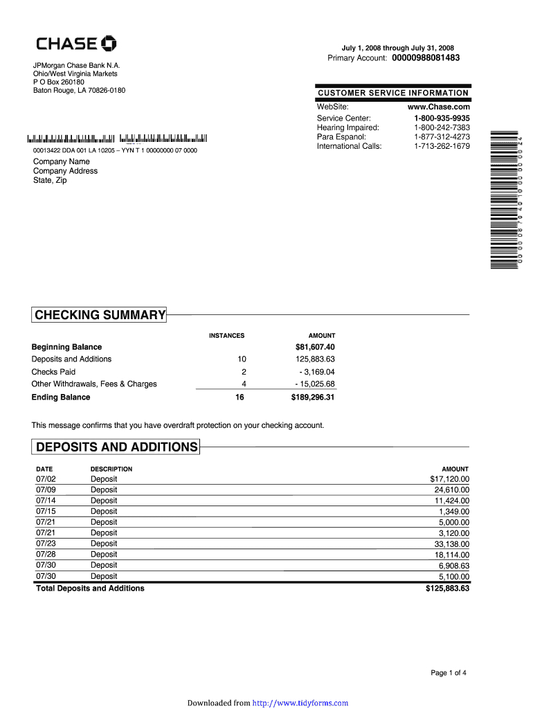 Bank Statement Template - Fill Out And Sign Printable Pdf Template | Signnow With Blank Bank Statement Template Download