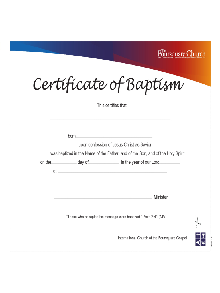 Baptism Certificate – 4 Free Templates In Pdf, Word, Excel Pertaining To Baptism Certificate Template Word