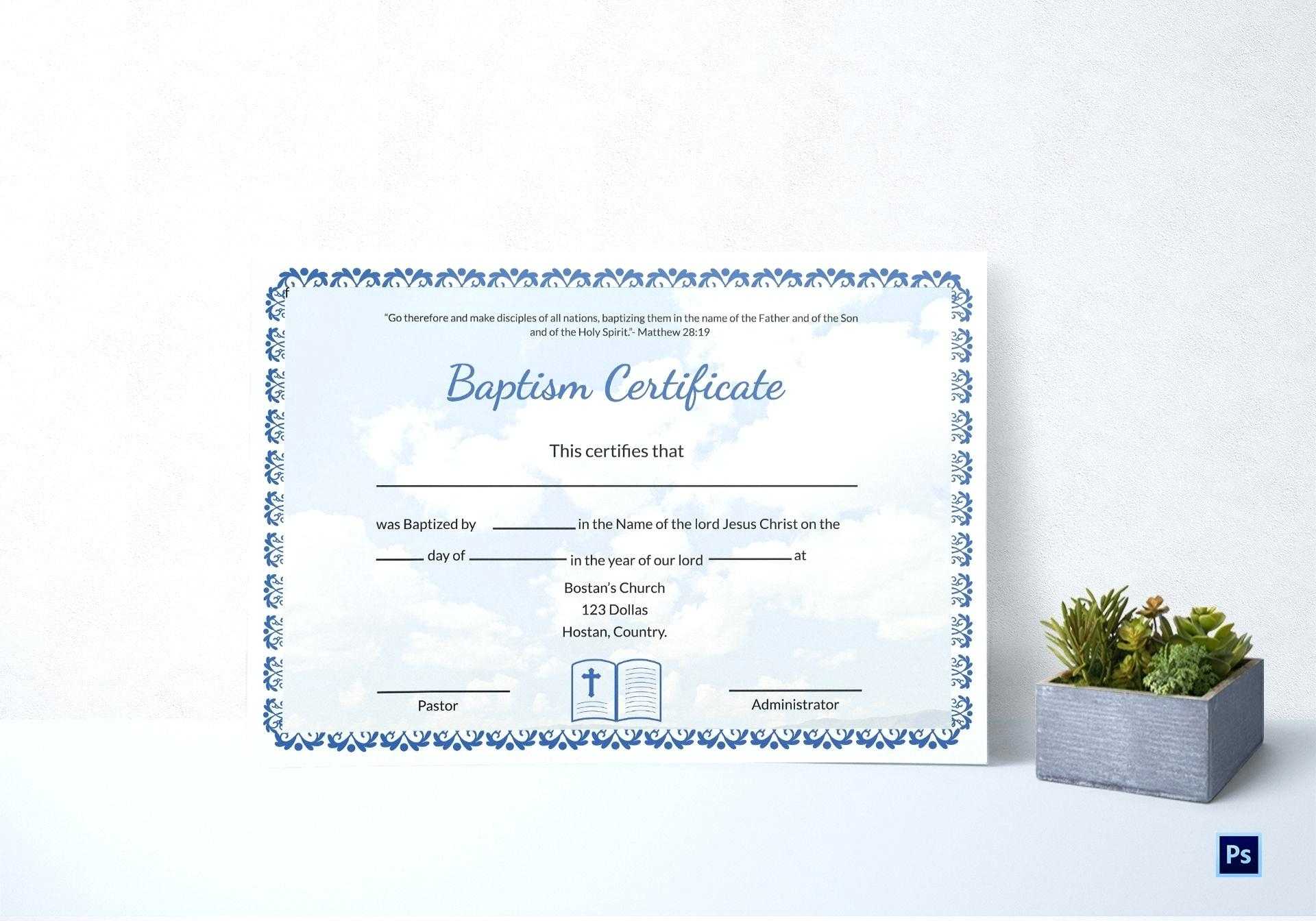 Baptism Certificate Template Word – Heartwork Throughout Baptism Certificate Template Word