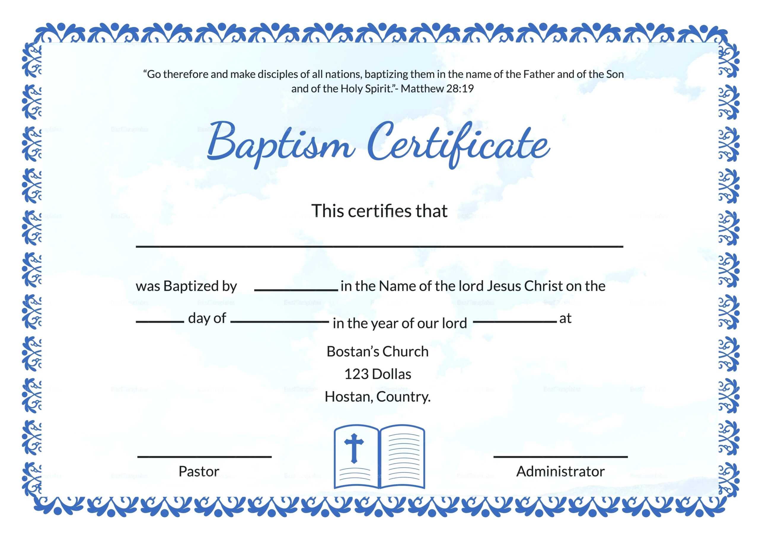 Baptism Certificate Template Word – Heartwork Within Baptism Certificate Template Word