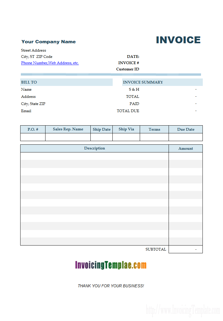Basic Invoice Template For Mac Inside Free Invoice Template Word Mac