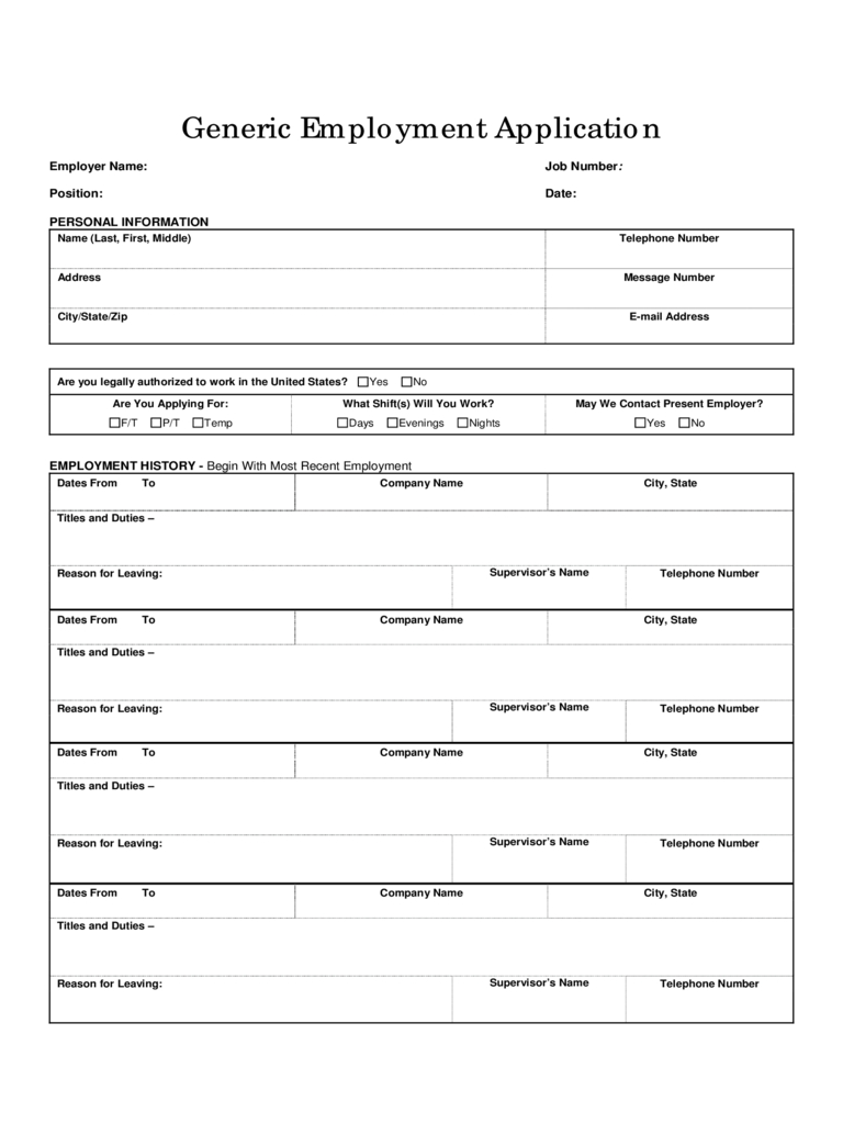 Basic Job Application Form – 5 Free Templates In Pdf, Word Intended For Job Application Template Word