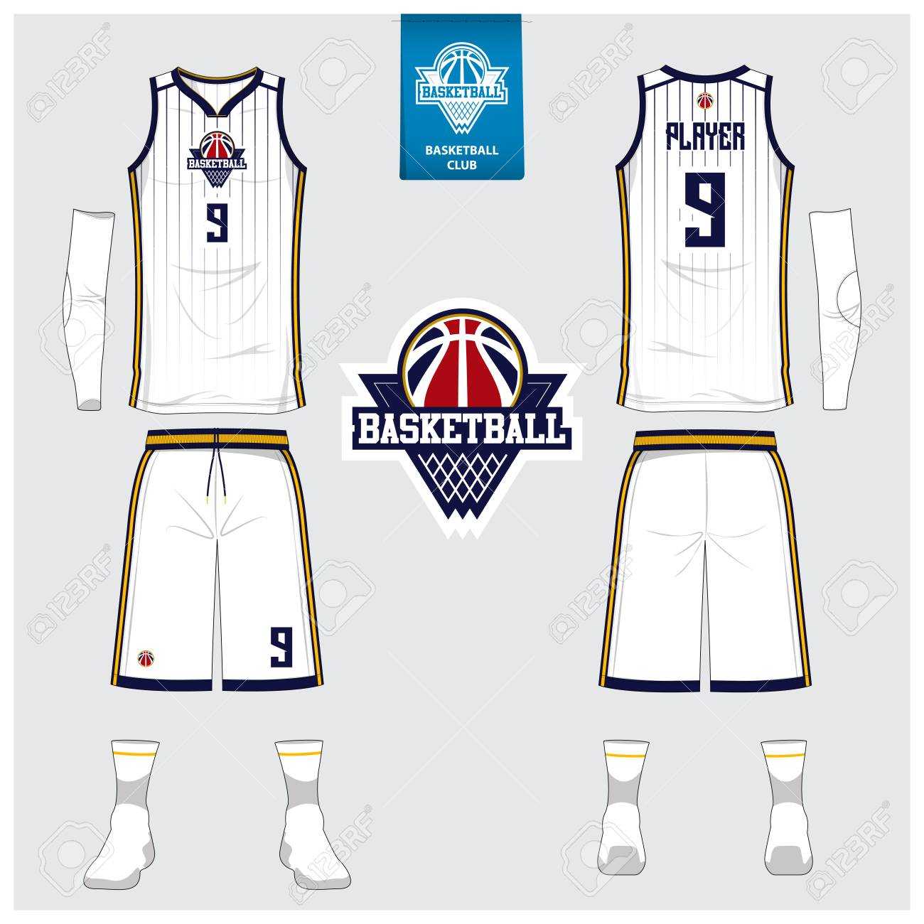 Basketball Uniform Or Sport Jersey, Shorts, Socks Template For.. Within Blank Basketball Uniform Template