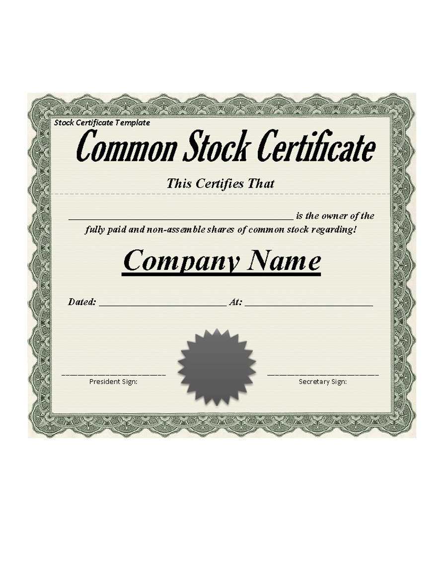 Best 3+ Stock Certificate Template Format Excel - You Calendars In Blank Share Certificate Template Free