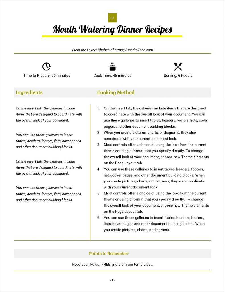 Best Looking Full Page Recipe Card In Microsoft Word – Used With Regard To Full Page Recipe Template For Word