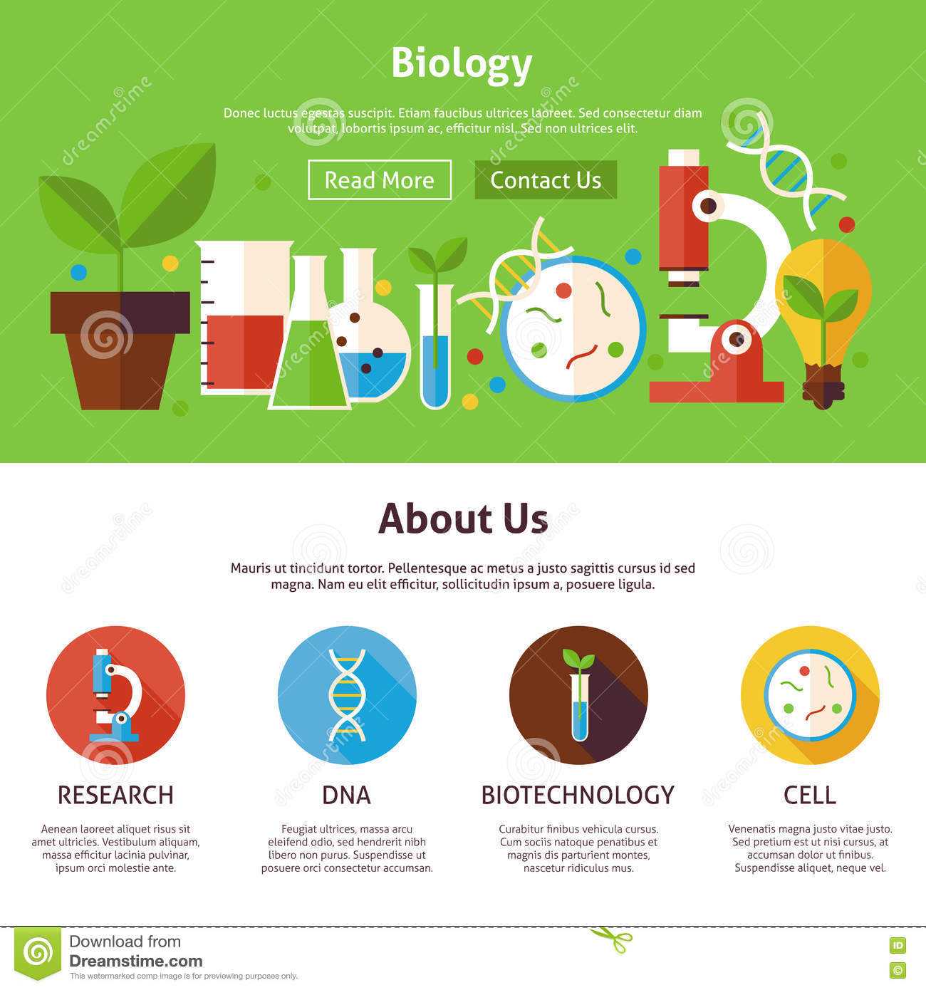 Biology Science Flat Web Design Template Stock Vector With Regard To Science Fair Banner Template