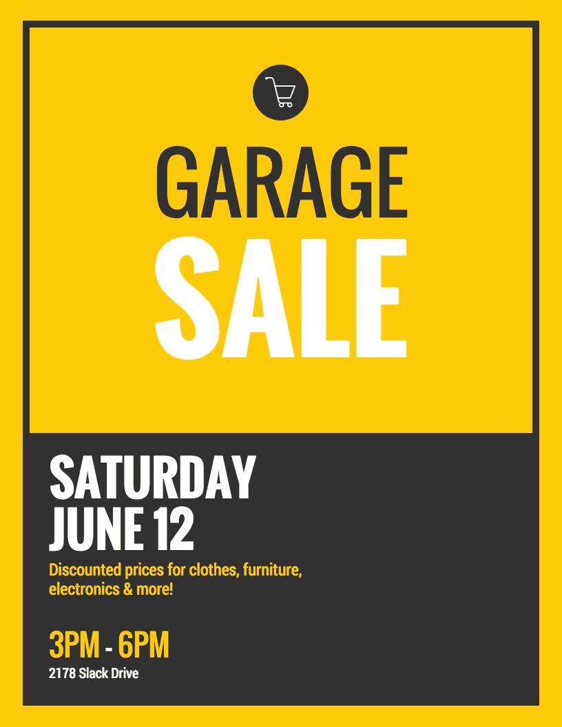 Black & Yellow Flat Event Poster Idea – Venngage Poster Examples With Regard To Garage Sale Flyer Template Word