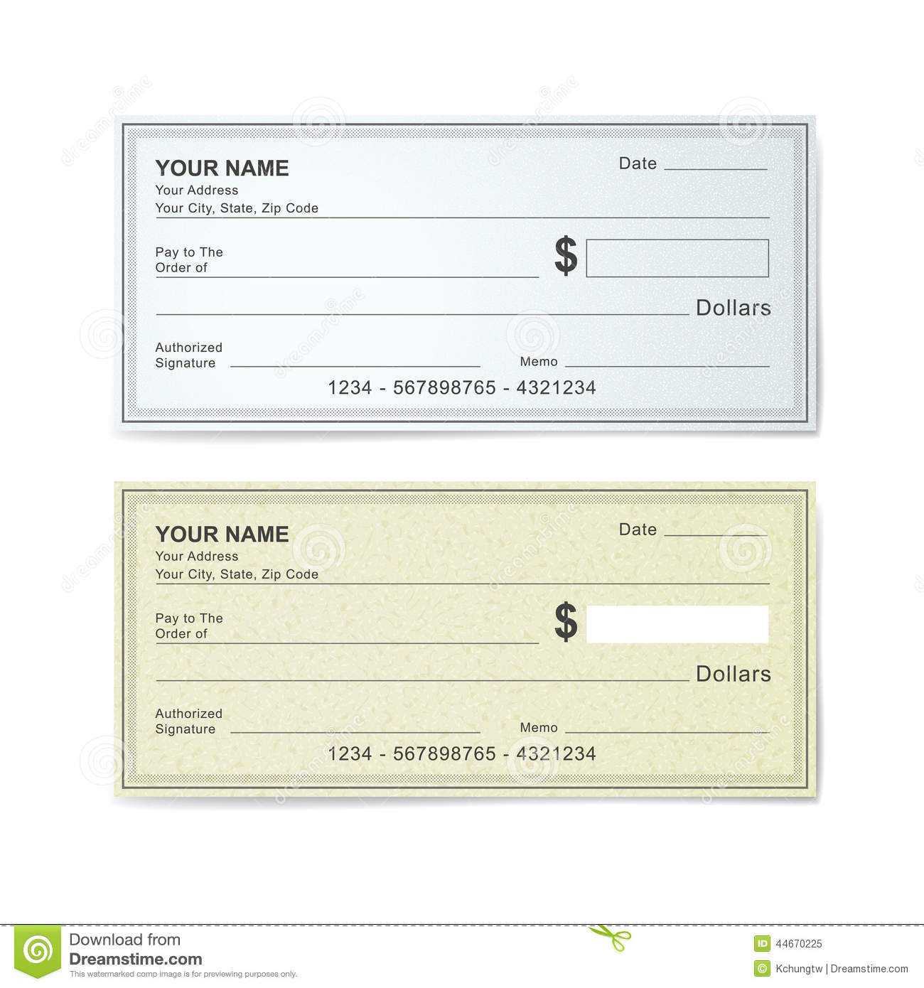 Blank Bank Check Template Stock Vector. Illustration Of Intended For Blank Business Check Template
