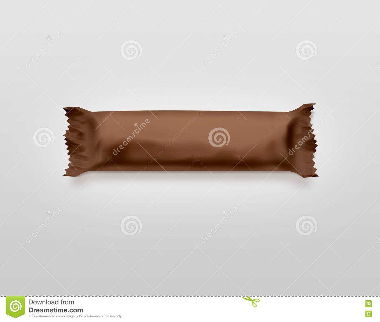 Blank Brown Candy Bar Plastic Wrap Mockup Isolated. Stock In Blank Candy Bar Wrapper Template For Word