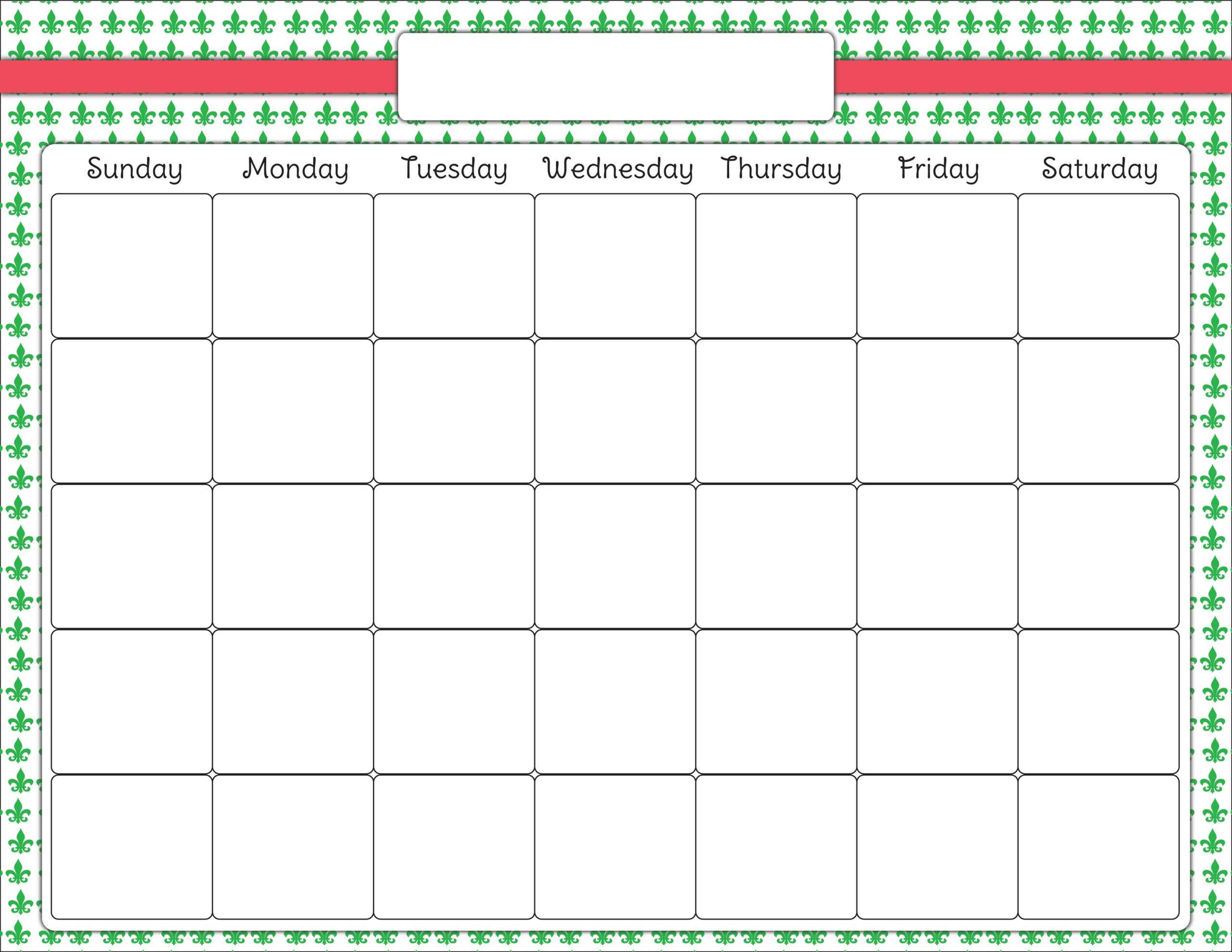 Blank Calendar Clipart In Blank Calendar Template For Kids