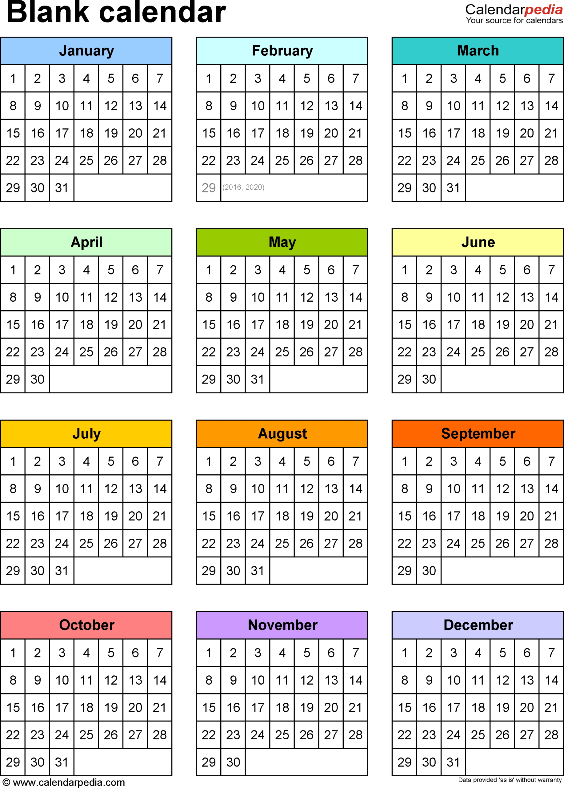Blank Calendars – Free Printable Microsoft Word Templates Inside Month At A Glance Blank Calendar Template