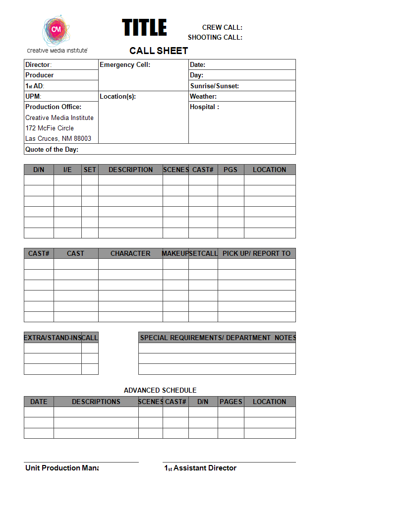 Blank Call Sheet | Templates At Allbusinesstemplates Intended For Blank Call Sheet Template