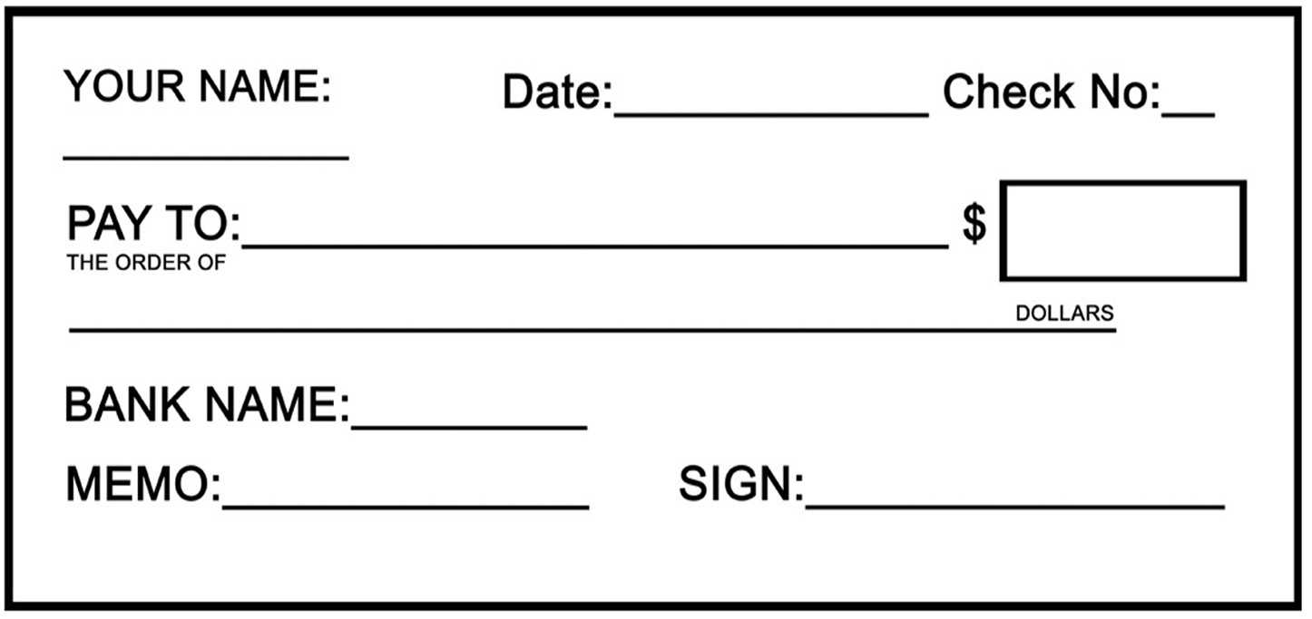 Blank Check Clipart Pertaining To Customizable Blank Check Template