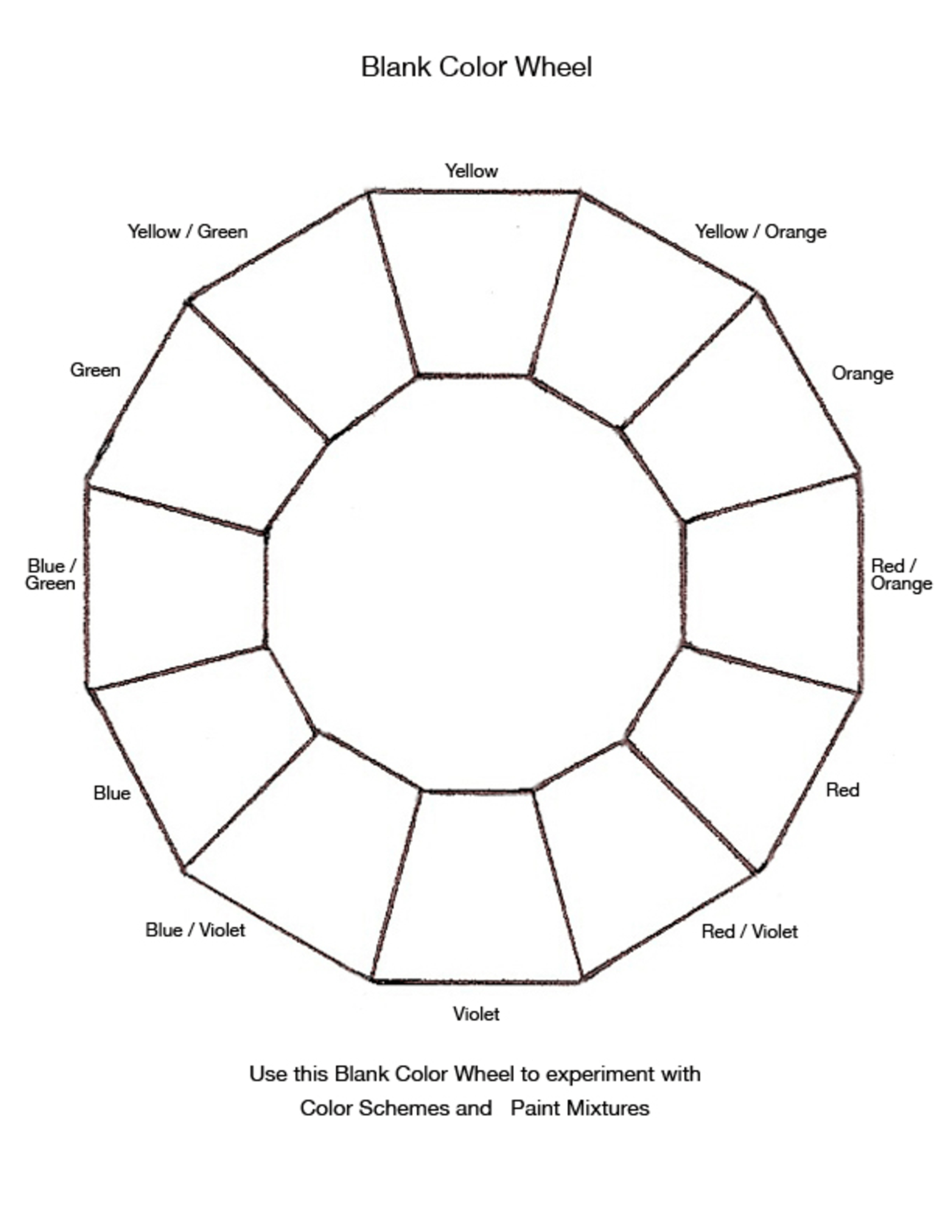 Blank Color Wheel Chart | Templates At Allbusinesstemplates With Regard To Wheel Of Life Template Blank