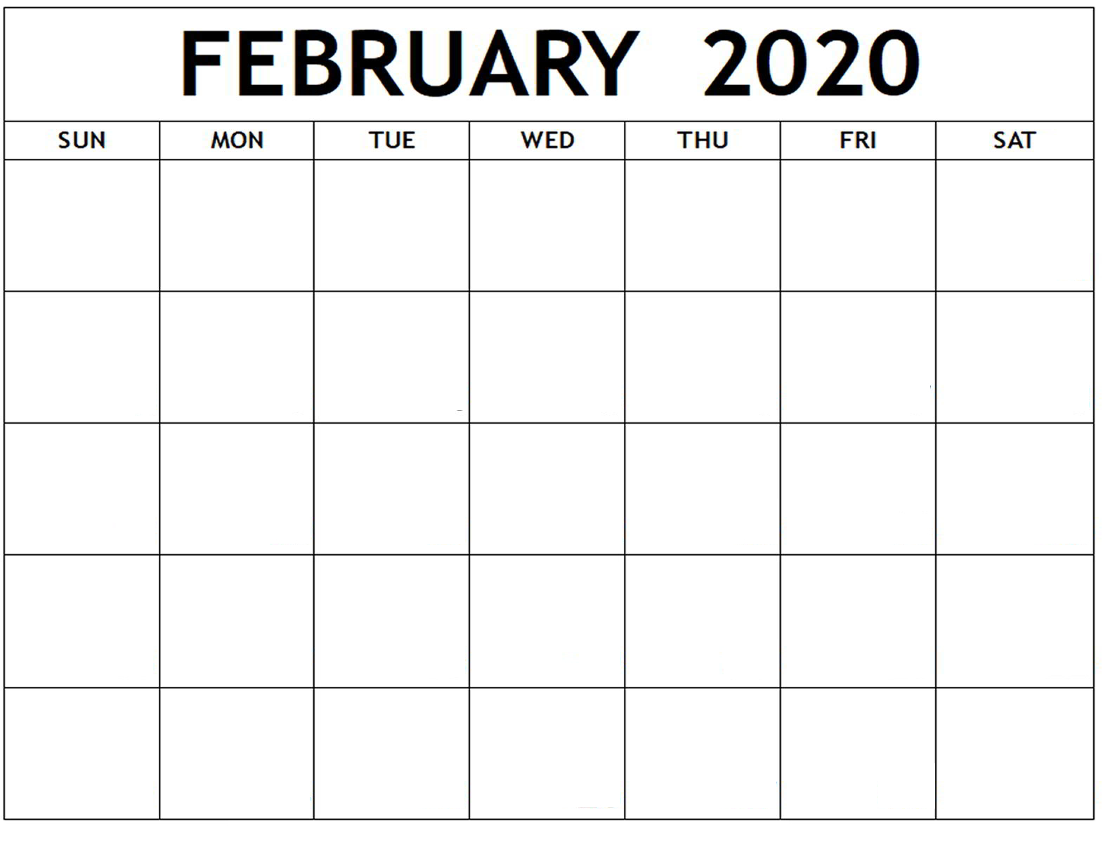 Blank February 2020 Calendar – Manage Work Activities | 12 Throughout Blank Activity Calendar Template