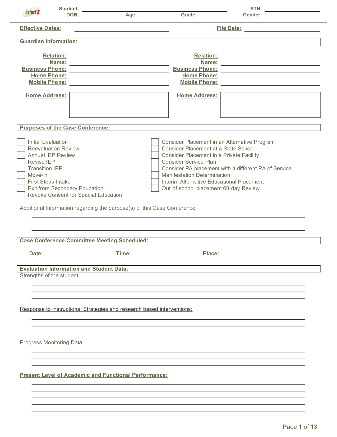 Blank Iep Form Template – Template With Regard To Blank Iep Template