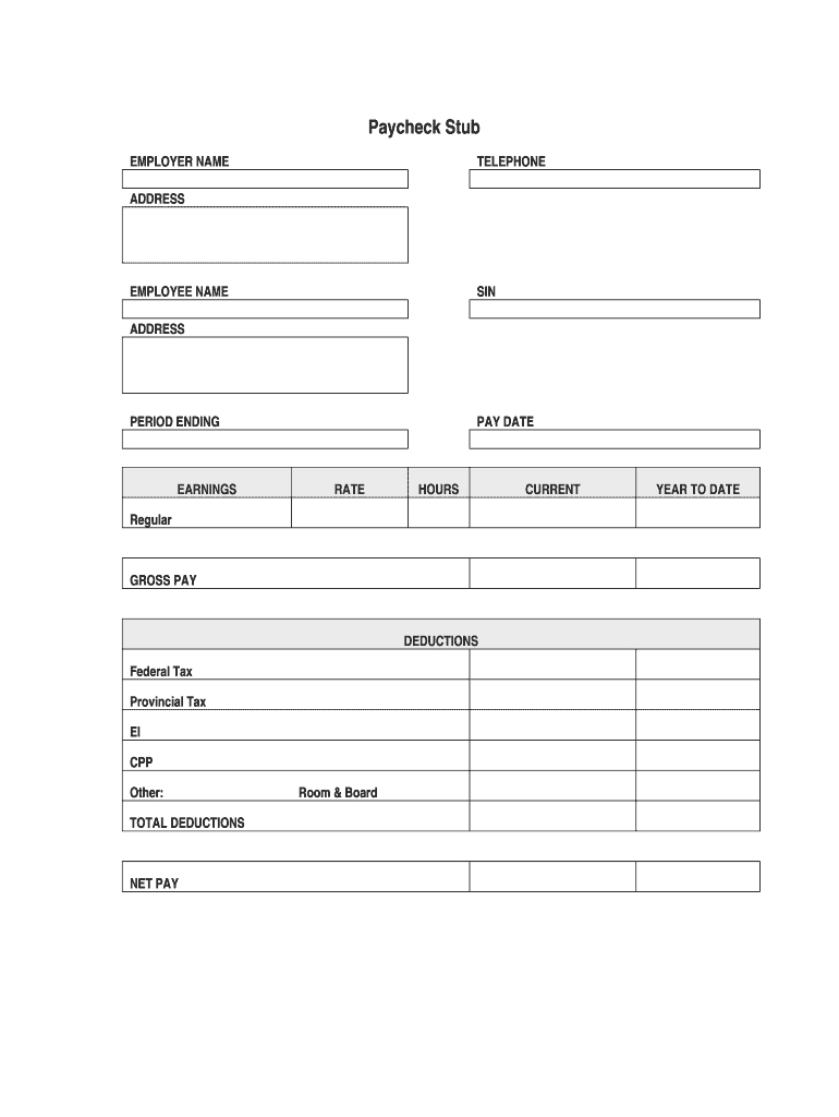 Blank Pay Stubs Template – Karan.ald2014 Within Editable Blank Check Template