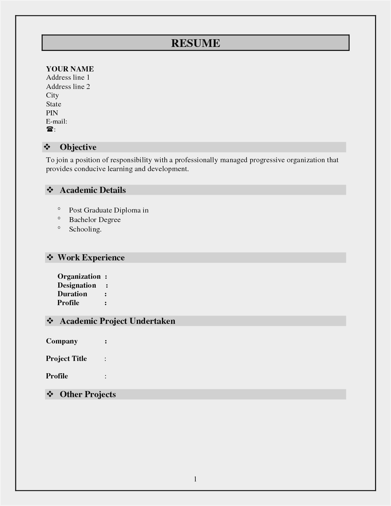 Blank Resume Format Pdf Free Download – Resume : Resume With Regard To Blank Resume Templates For Microsoft Word