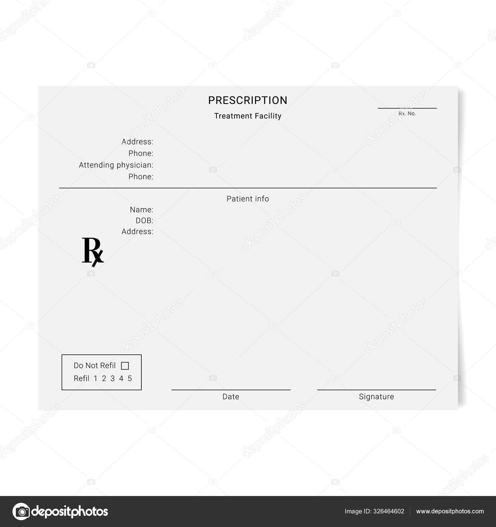Blank Rx Form For Medical Treatment Prescription And Drugs Intended For Blank Prescription Pad Template