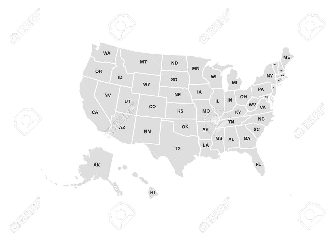 Blank Similar Usa Map Isolated On White Background. United States.. Within Blank Template Of The United States