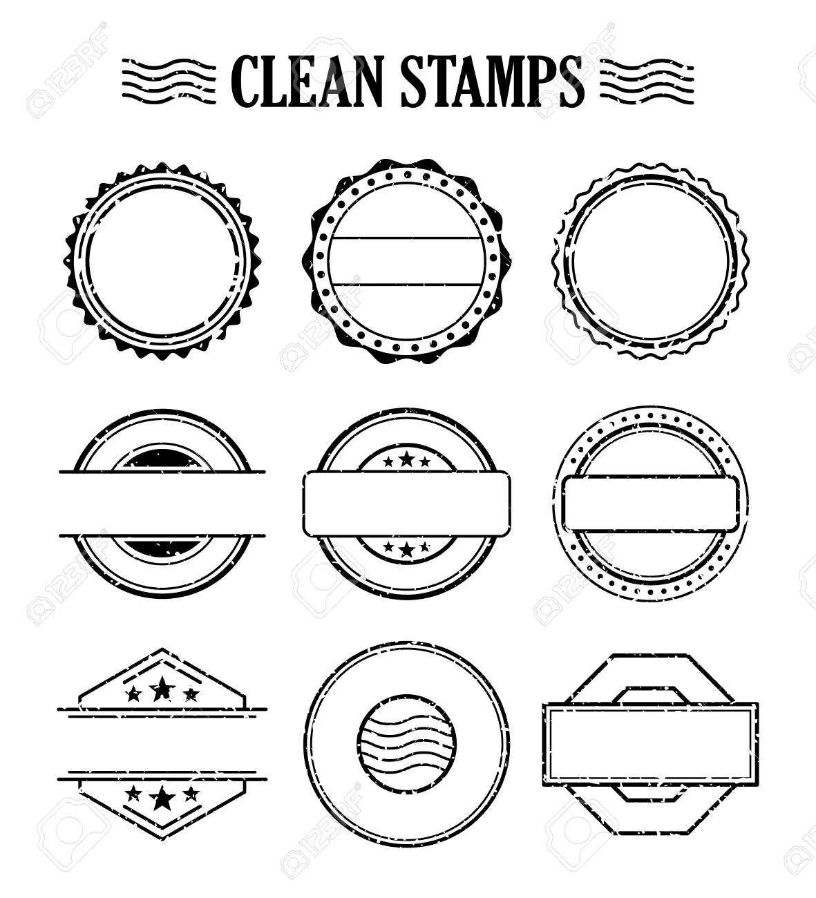 Blank Stamp Set, Ink Rubber Seal Texture Effect. Postage And.. Pertaining To Blank Seal Template