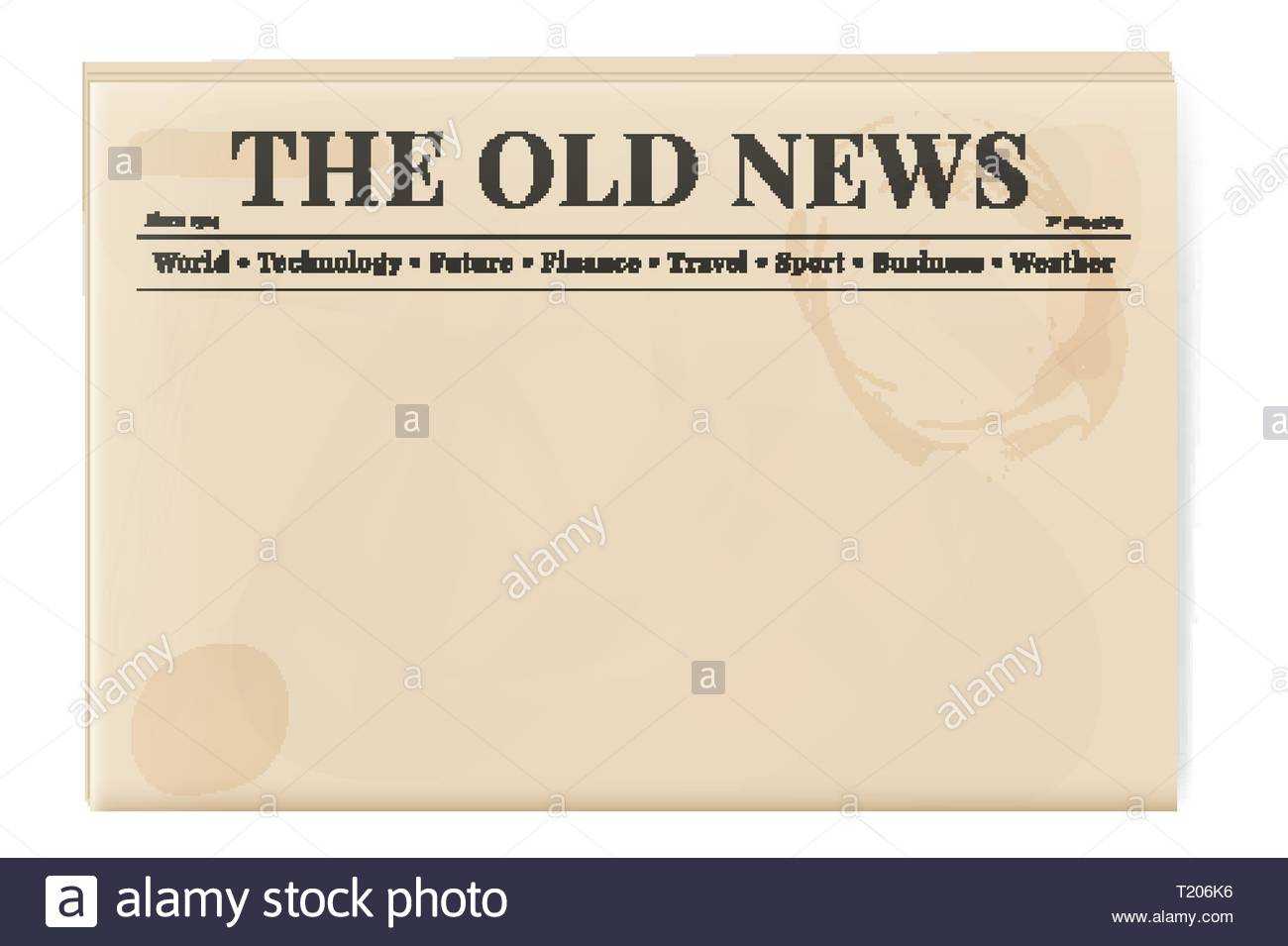 Blank Template Of A Retro Newspaper. Folded Cover Page Of A For Old Blank Newspaper Template