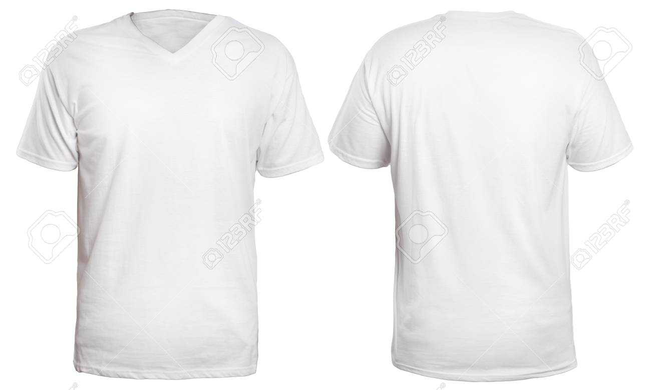 Blank V Neck Shirt Mock Up Template, Front And Back View, Isolated.. Intended For Blank V Neck T Shirt Template