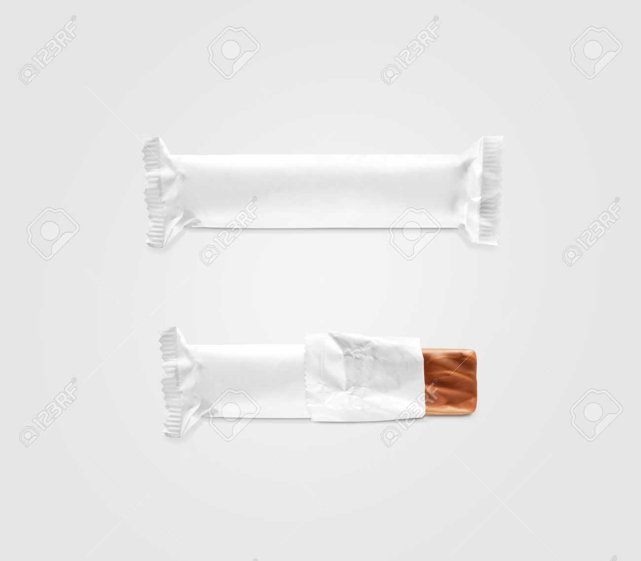 Blank White Candy Bar Plastic Wrap Mockup Isolated. Closed And.. Pertaining To Free Blank Candy Bar Wrapper Template