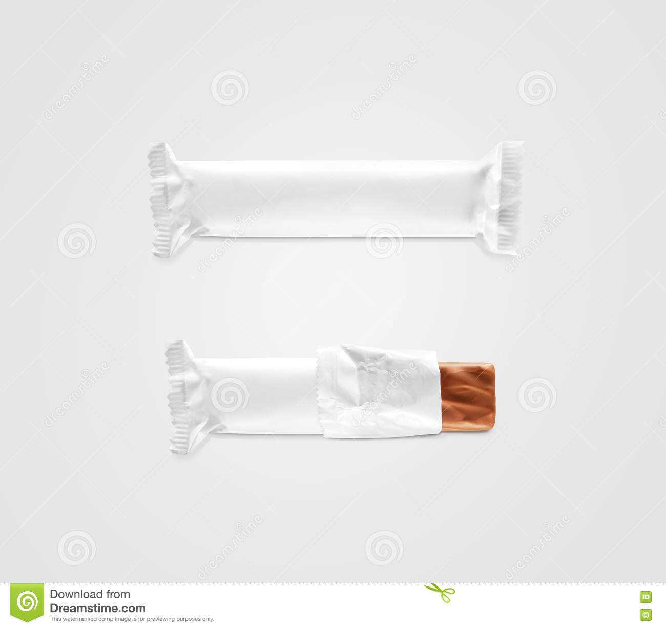 Blank White Candy Bar Plastic Wrap Mockup Isolated. Stock Inside Blank Candy Bar Wrapper Template