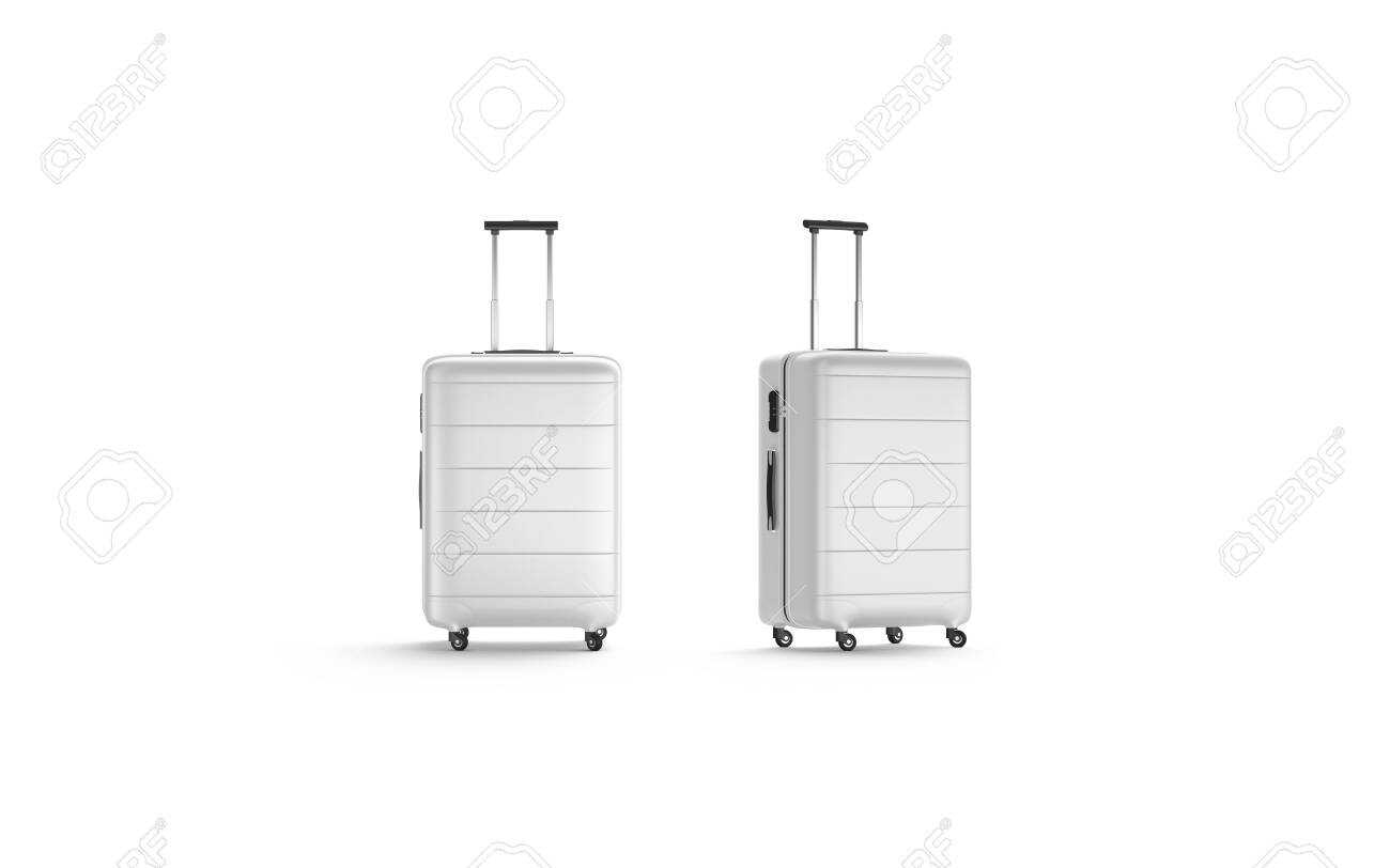 Blank White Luggage With Handle Mock Up Stand Isolated, 3D Rendering Pertaining To Blank Suitcase Template
