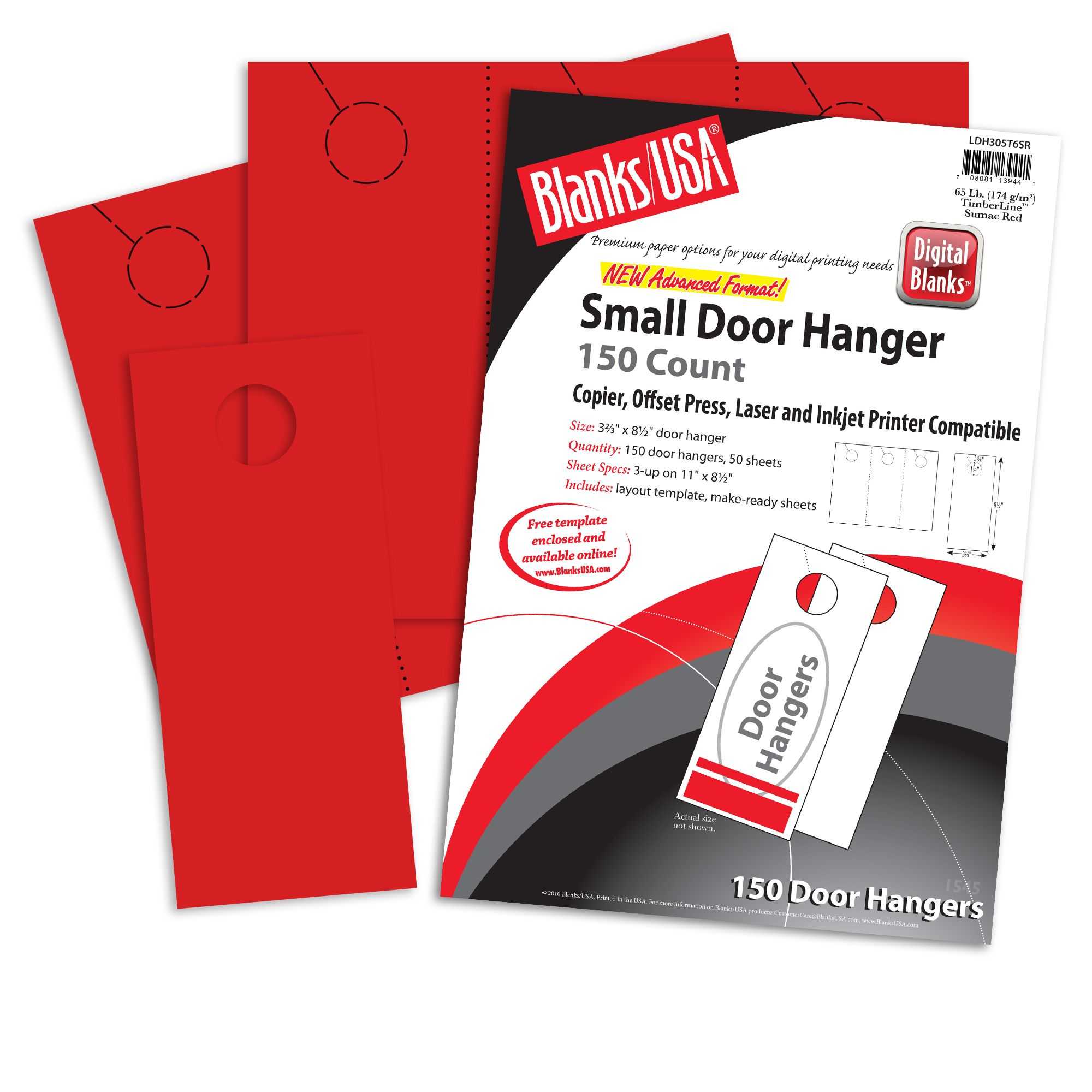 Blanks Usa Sumac Red Small Door Hangers - 11 X 8 1/2 In 65 Lb Cover 30%  Recycled Pre Cut 50 Per Package Within Blanks Usa Templates