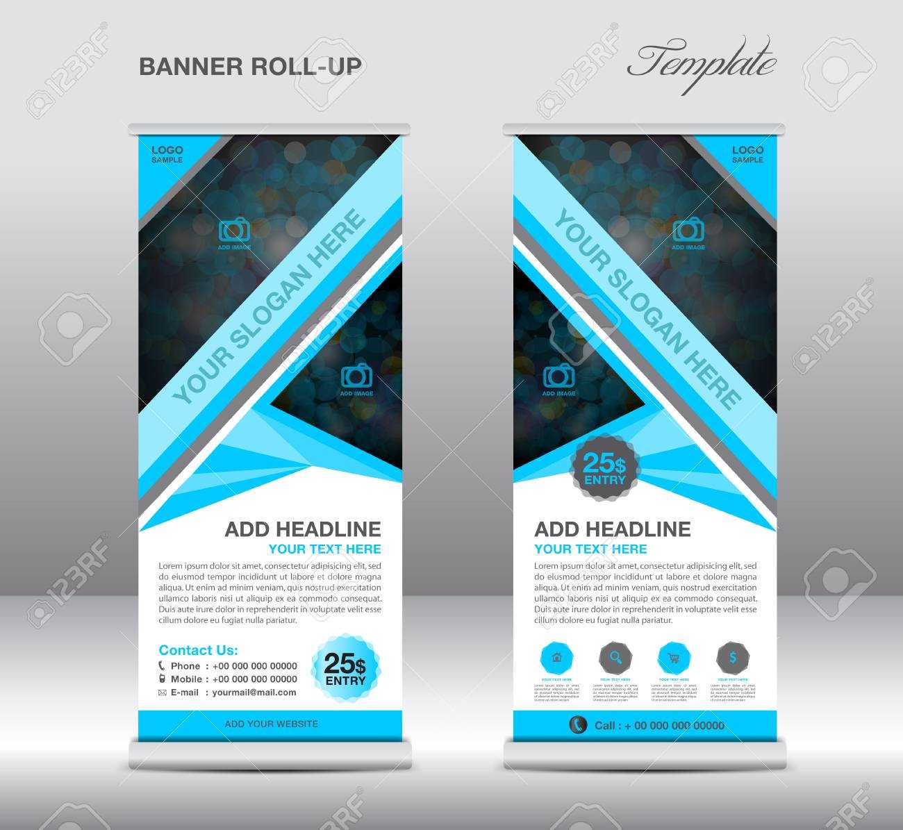 Blue Roll Up Banner Stand Template, Stand Design,banner Template,blue  Banner, Advertisement Intended For Banner Stand Design Templates