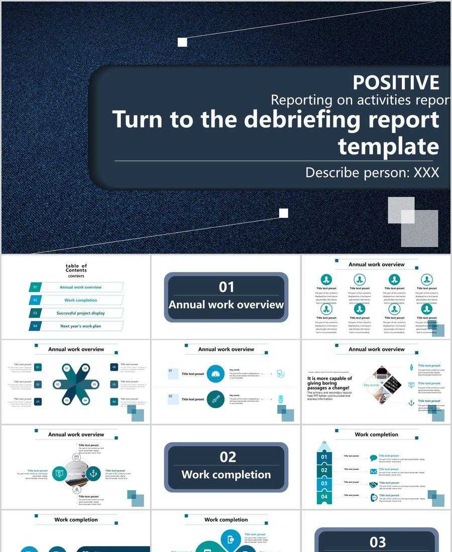 Blue Turn To The Debriefing Report Ppt Template Powerpoint With Regard To Debriefing Report Template