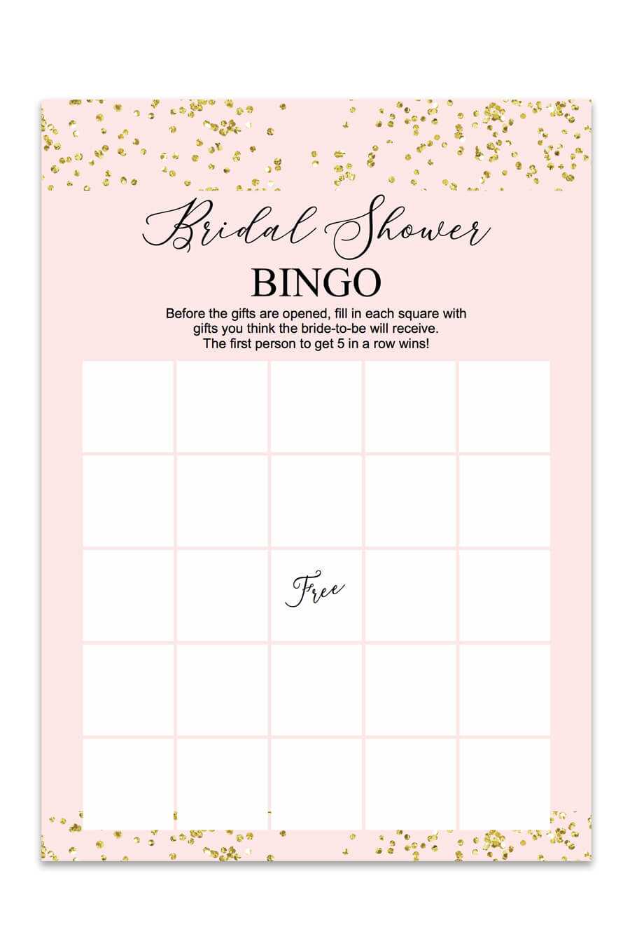 Blush And Confetti Bridal Shower Bingo – Chicfetti For Blank Bridal Shower Bingo Template